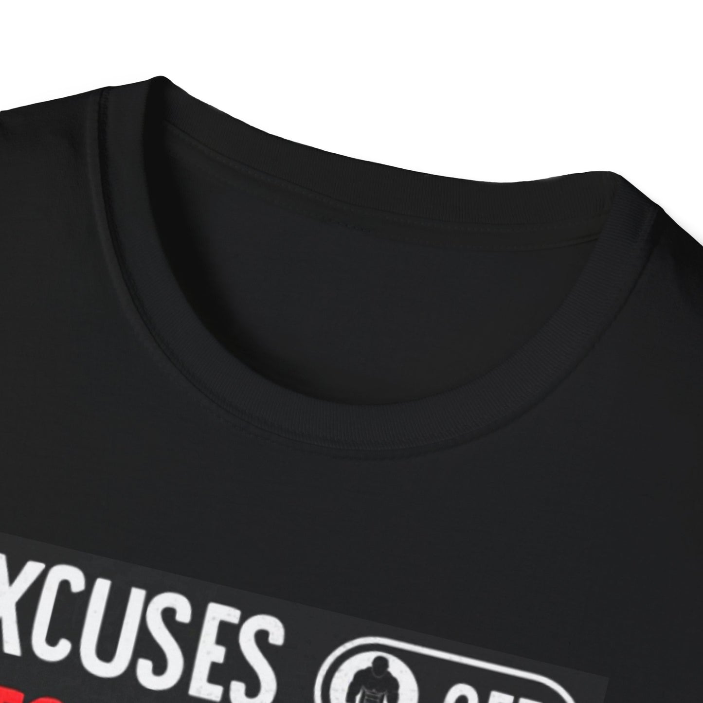 Excuses Off Results On Unisex Softstyle T-Shirt - Motivational Fitness Tee